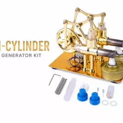 Twin-Cylinder Stirling Electricity Generator Kit with Bulb