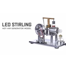 Hot-Air Stirling Electricity Generator with Colorful LED