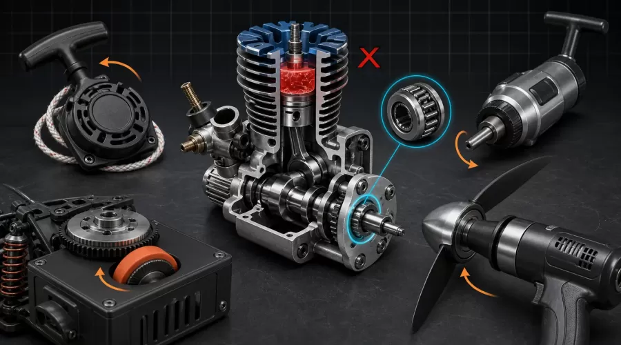 Model Engine Starter Systems: Pull Starts, Starter Boxes, Electric Starters and One-Way Bearing Faults