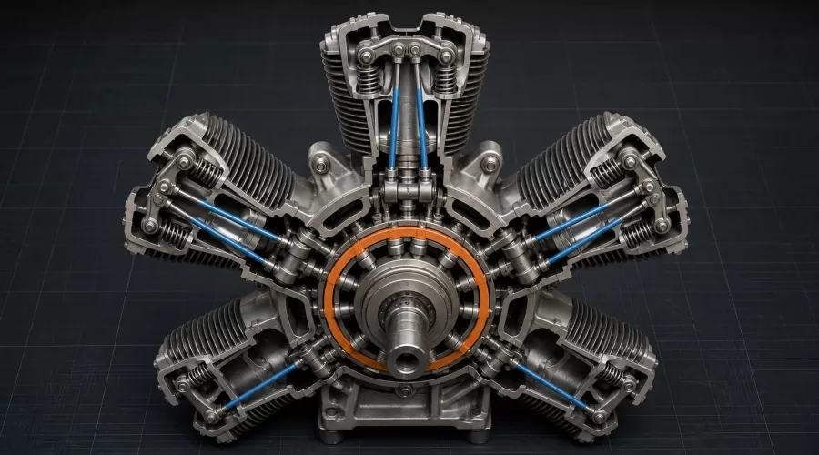 How a Radial Engine Cam Ring Controls Valve Timing