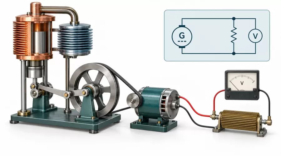 Stirling Engine Generator Power: Why Voltage Drops Under Load and How to Measure It