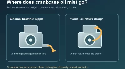 Model Four-Stroke Crankcase Breather: Oil Mist, Routing and Blockage Checks