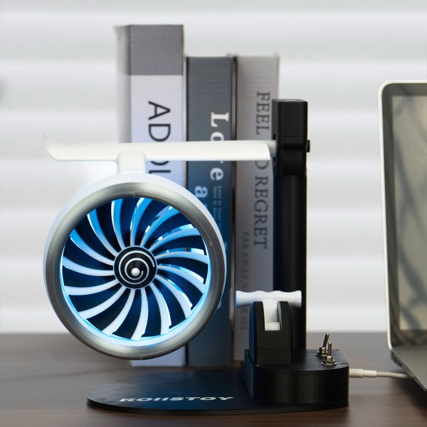 Turbojet-Style 5V Desktop Fan with Plug-In or Rechargeable Power