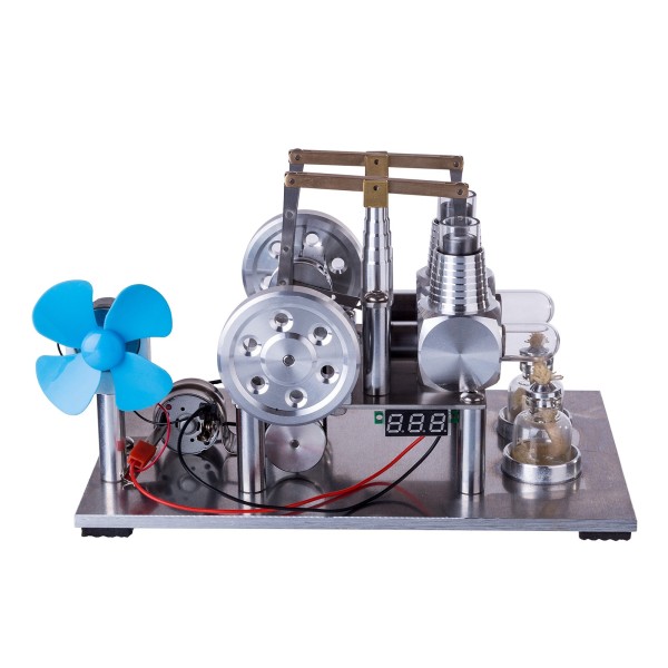 ENJOMOR Twin-Cylinder Balance Stirling Generator with Fan and Lamp ENJOMOR Twin-Cylinder Balance Stirling Generator with Fan and Lamp