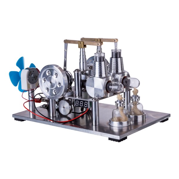 ENJOMOR Twin-Cylinder Balance Stirling Generator with Fan and Lamp ENJOMOR Twin-Cylinder Balance Stirling Generator with Fan and Lamp