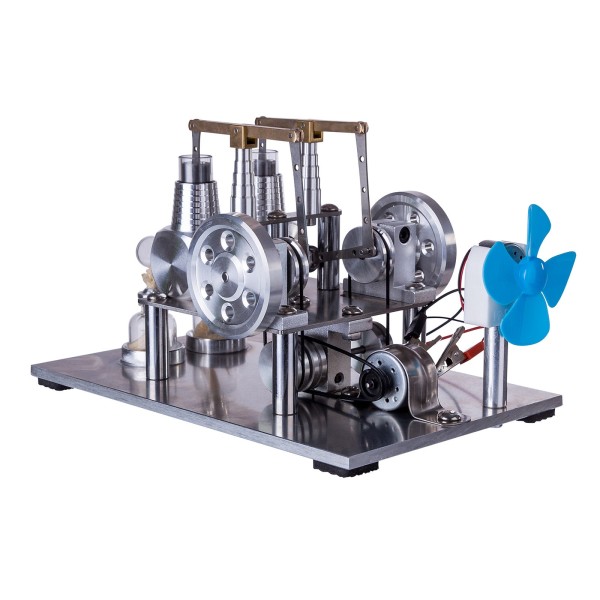 ENJOMOR Twin-Cylinder Balance Stirling Generator with Fan and Lamp ENJOMOR Twin-Cylinder Balance Stirling Generator with Fan and Lamp