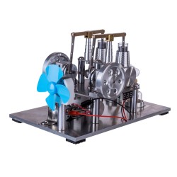 ENJOMOR Twin-Cylinder Balance Stirling Generator with Fan and Lamp