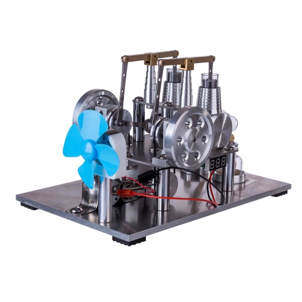 ENJOMOR Twin-Cylinder Balance Stirling Generator with Fan and Lamp ENJOMOR Twin-Cylinder Balance Stirling Generator with Fan and Lamp