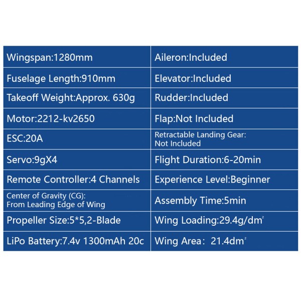 1280mm 4CH EPP Pusher RC Glider RTF 1280mm 4CH EPP Pusher RC Glider RTF
