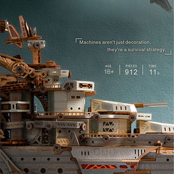 912PCS Wooden Mechanical Space Battleship Kit
