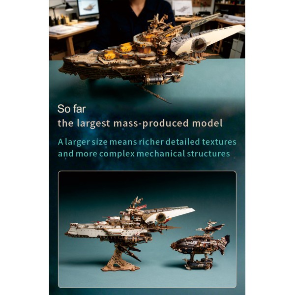 912PCS Wooden Mechanical Space Battleship Kit