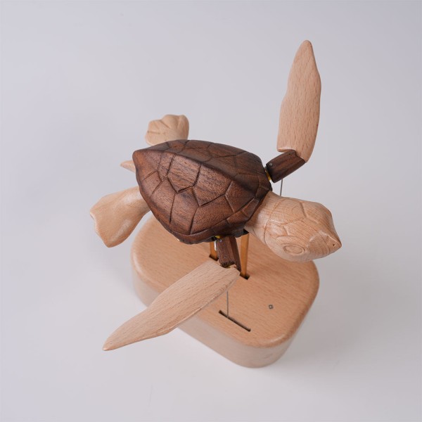 Handcrafted Wooden Sea Turtle Kinetic Model