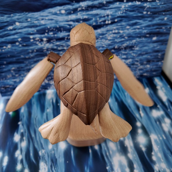 Handcrafted Wooden Sea Turtle Kinetic Model