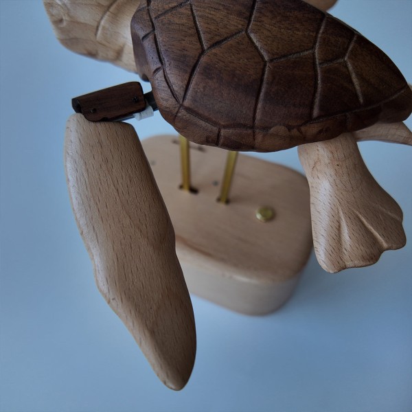 Handcrafted Wooden Sea Turtle Kinetic Model
