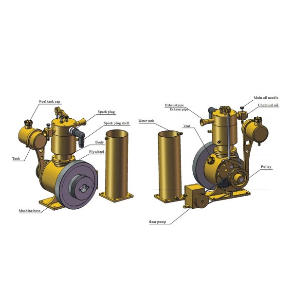 M18 Water-Cooled Miniature Gasoline Engine with Gear Pump M18 Water-Cooled Miniature Gasoline Engine with Gear Pump