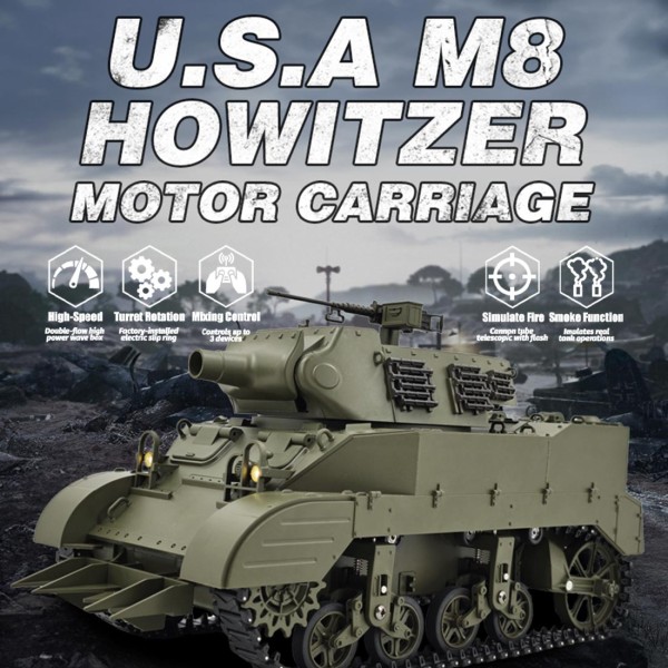 1:16 U.S. M8 RC Self-Propelled Howitzer with Smoke