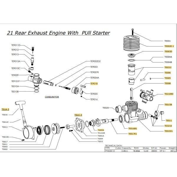 VRX SH.21 3.48cc Rear-Exhaust Nitro Engine for 1:8 RC Cars