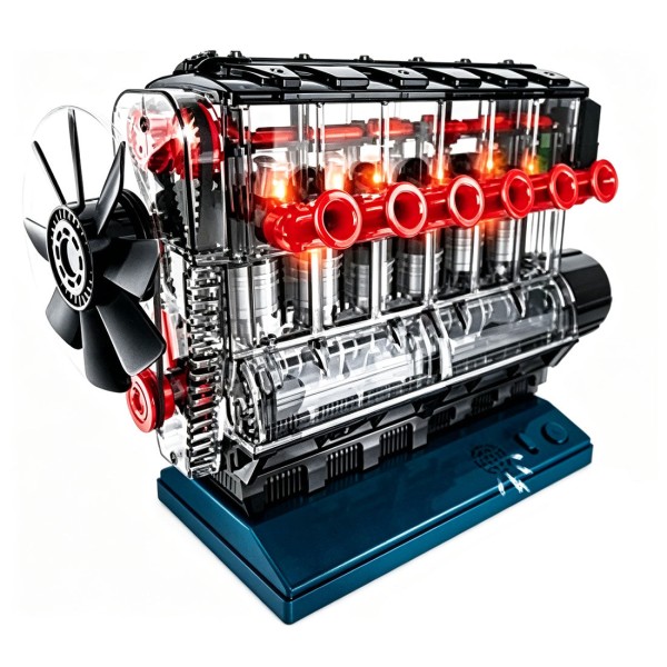 Transparent Inline-Six Motorized Engine Model Kit