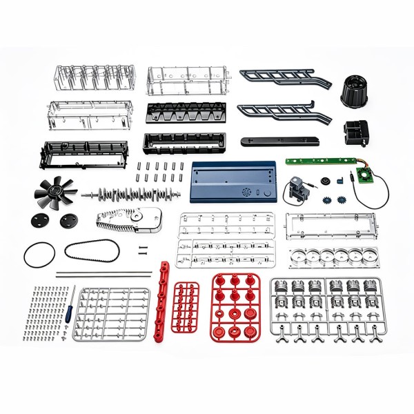 Transparent Inline-Six Motorized Engine Model Kit