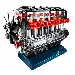 Transparent Inline-Six Motorized Engine Model Kit