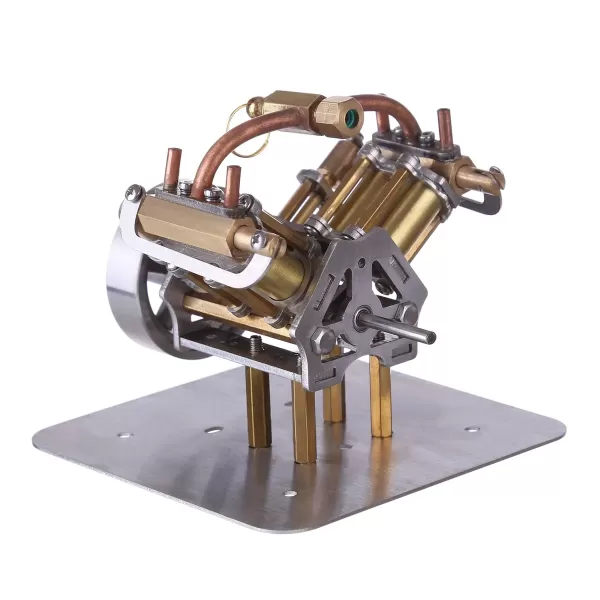 Mini V4 Four-Cylinder Steam Engine Model — Engine Only