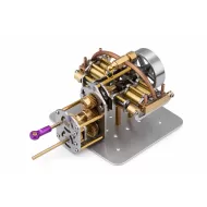 Horizontal Opposed 4-Cylinder Marine Steam Engine with Gearbox