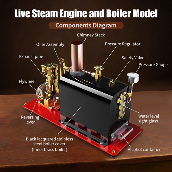 RW-BL1K Reversible Live Steam Engine Kit with Boiler RW-BL1K Reversible Live Steam Engine Kit with Boiler