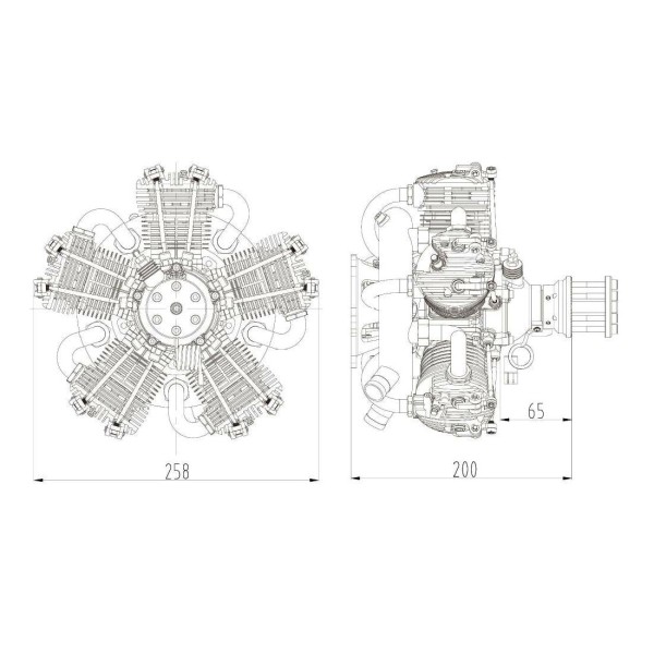 NGH GF150R5 150cc 5-Cylinder Radial Gasoline Engine NGH GF150R5 150cc 5-Cylinder Radial Gasoline Engine