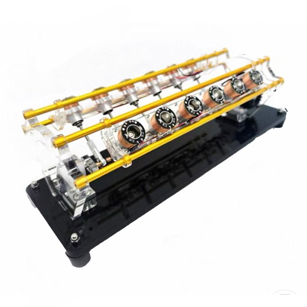 V12 Electromagnetic Engine Model with Transparent Acrylic Frame V12 Electromagnetic Engine Model with Transparent Acrylic Frame