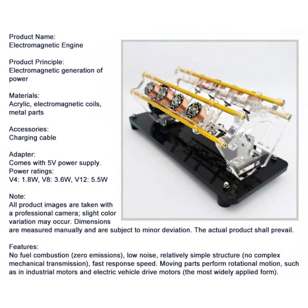 V12 Electromagnetic Engine Model with Transparent Acrylic Frame V12 Electromagnetic Engine Model with Transparent Acrylic Frame