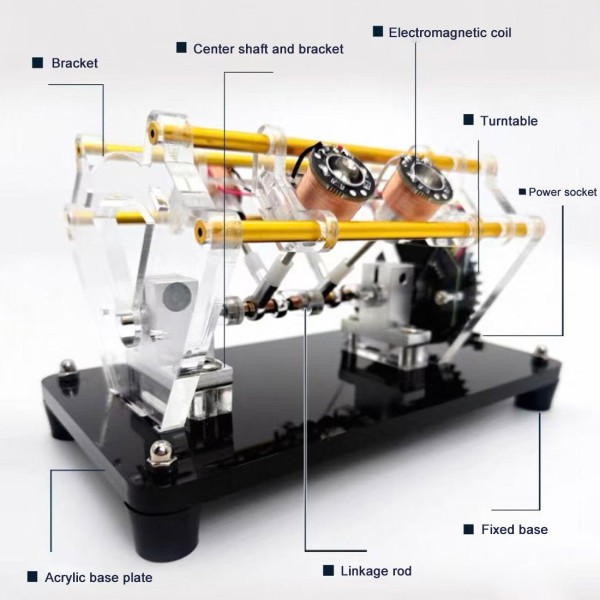 V12 Electromagnetic Engine Model with Transparent Acrylic Frame V12 Electromagnetic Engine Model with Transparent Acrylic Frame