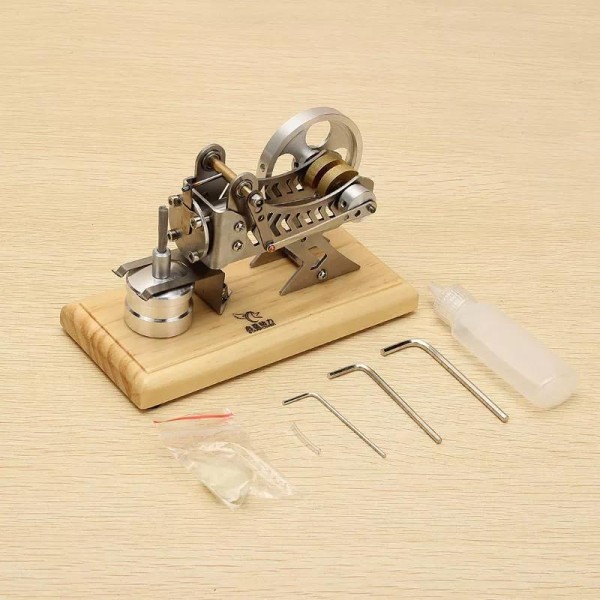 Vacuum Flame-Licker Engine Model with Wood Base