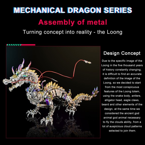 Cyberpunk Mechanical Dragon Metal Model Kit 2030+PCS