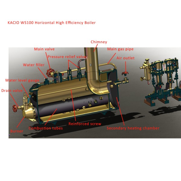 KACIO WS100L 850mL Horizontal Model Steam Boiler