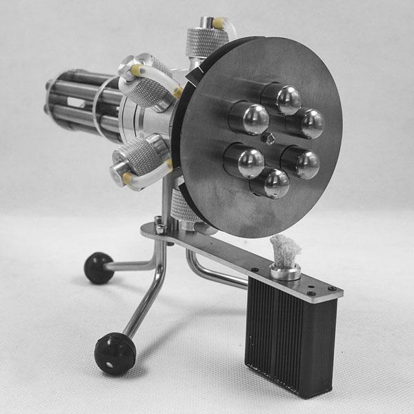 Six-Cylinder Gatling-Style Stirling Engine Model