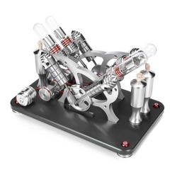 V4 Four-Cylinder Stirling Engine Generator Model