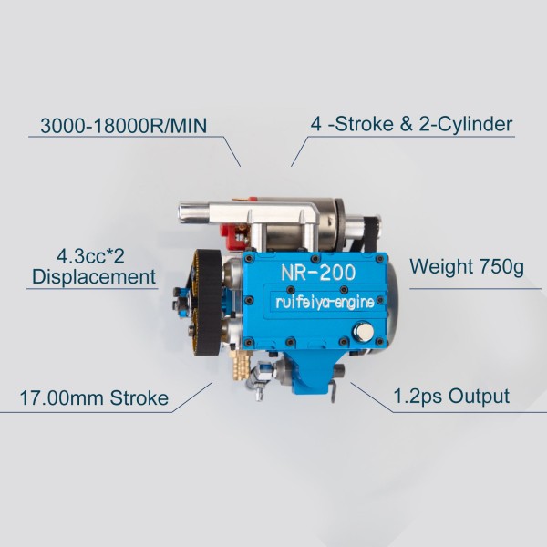 NR-200 8.6cc Water-Cooled Inline-2 Nitro Engine Model