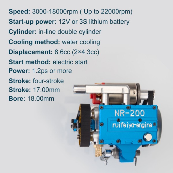 NR-200 8.6cc Water-Cooled Inline-2 Nitro Engine Model