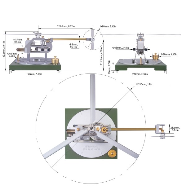 ENJOMOR Gamma Stirling Helicopter Model Kit