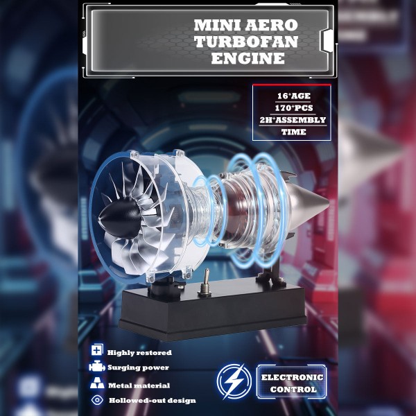 TECHING DM122 1:14 Mini Turbofan Engine Kit 170+PCS