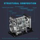 TECHING DM115 1:10 L4 Diesel Engine Model Kit 300+PCS