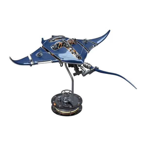 Mechanical Manta Ray 3D Metal Assembly Model with Lights