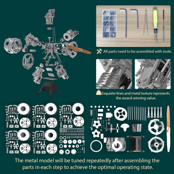 TECHING 1/6 Five-Cylinder Radial Engine Model Kit – 230+ Pieces TECHING 1/6 Five-Cylinder Radial Engine Model Kit – 230+ Pieces