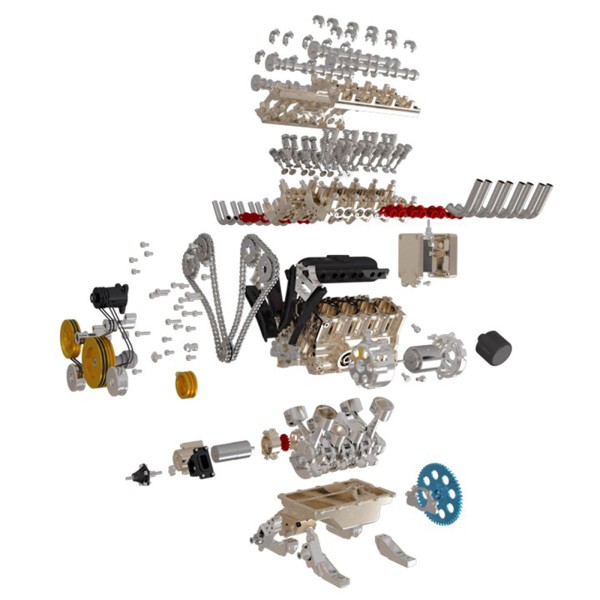 TECHING 1:3 Full-Metal V8 Engine Model Kit 500+PCS