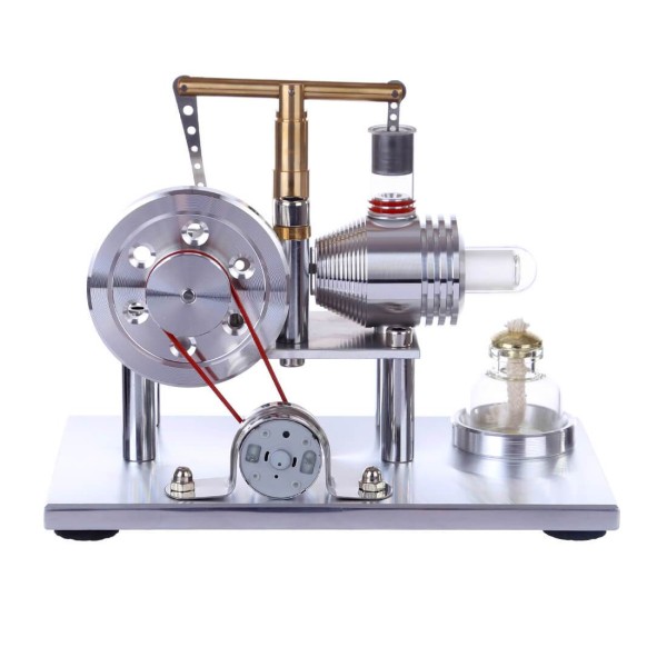 Hot-Air Stirling Electricity Generator with Colorful LED