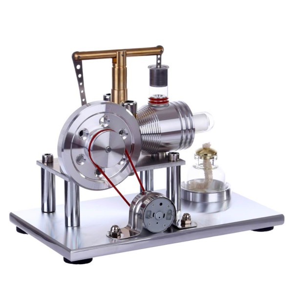 Hot-Air Stirling Electricity Generator with Colorful LED