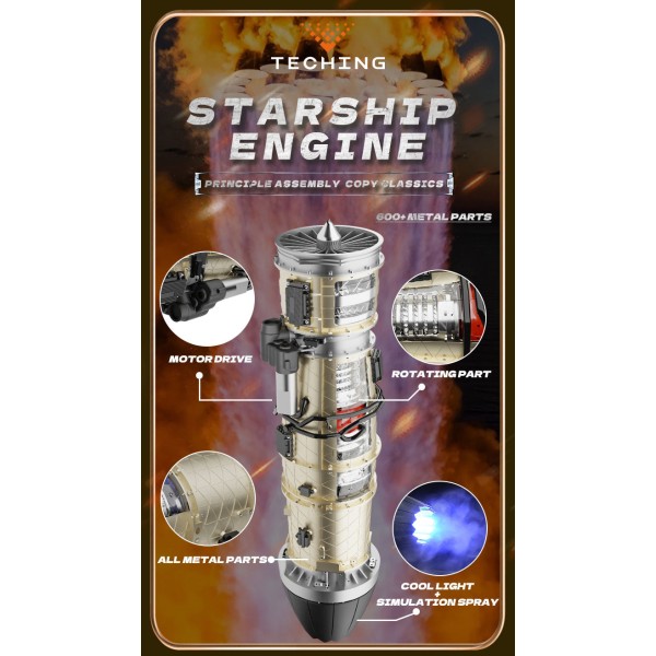 TECHING DM135 1:10 Fighter Turbofan Engine Model Kit 600+PCS TECHING DM135 1:10 Fighter Turbofan Engine Model Kit 600+PCS