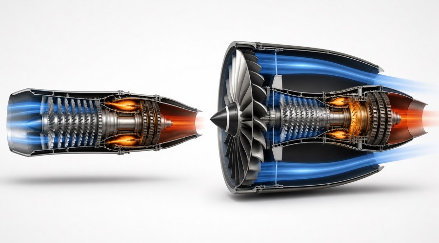 Turbofan vs Turbojet: Bypass Ratio, Efficiency, Noise and Cutaway Identification