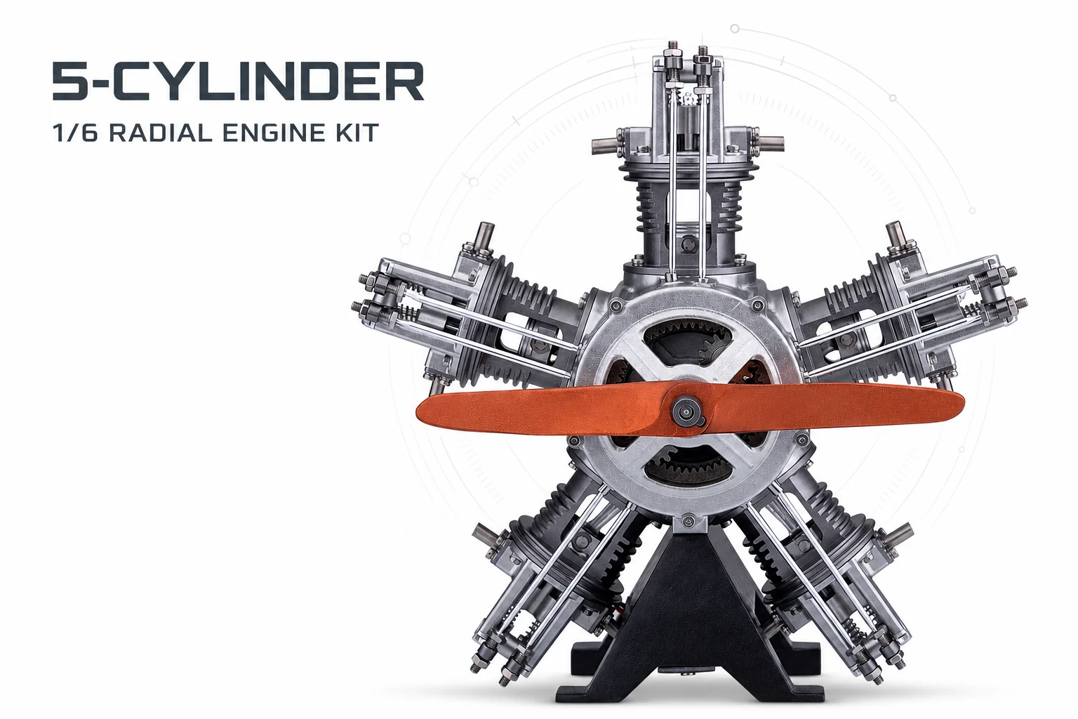 Five-cylinder radial aircraft engine model kit